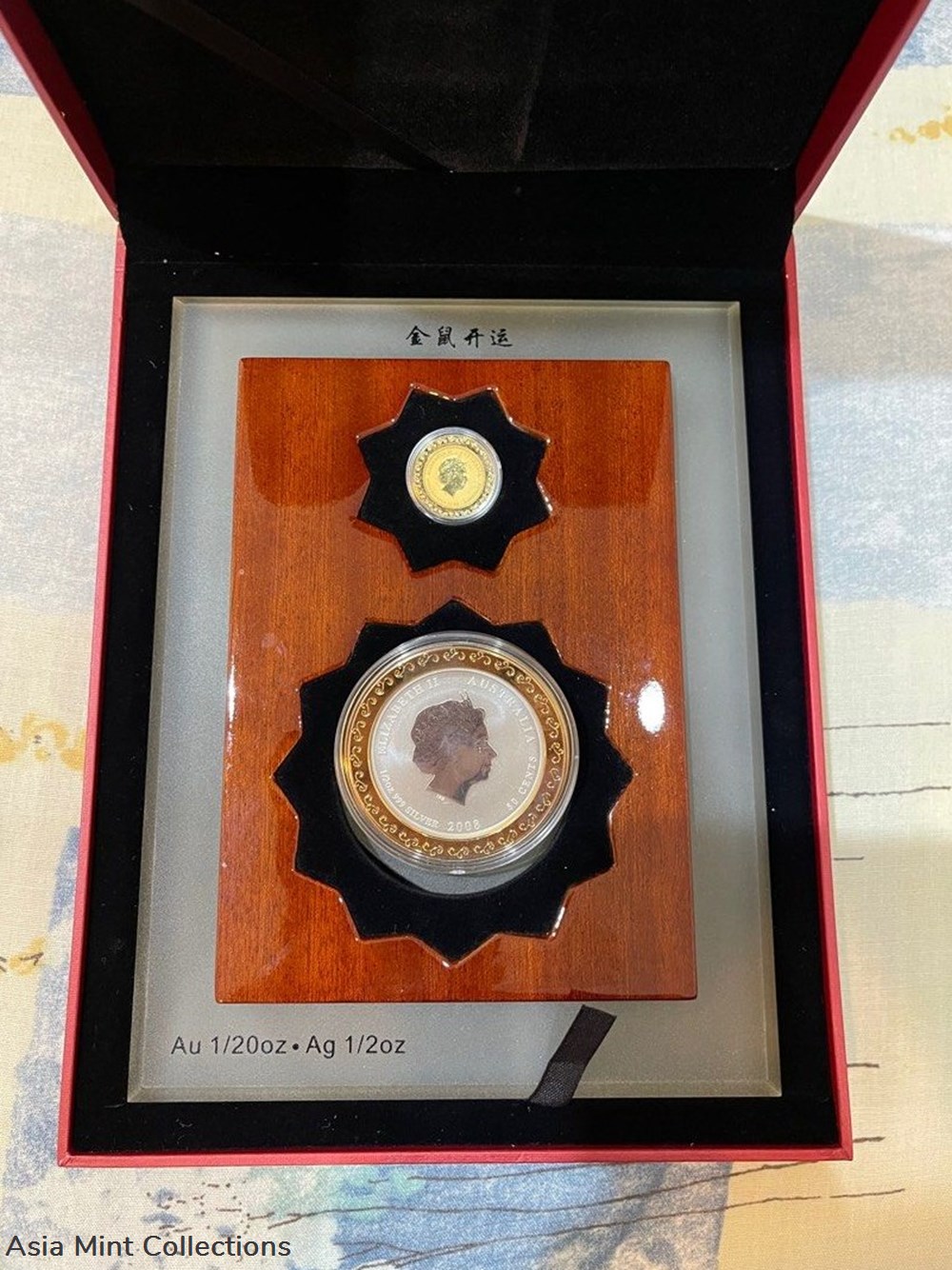 2008 Australia Lunar MOUSE Coloured Gold and Silver Set 2 coins ingots bullion coin 2008 australia lunar mouse coloured gold and silver set