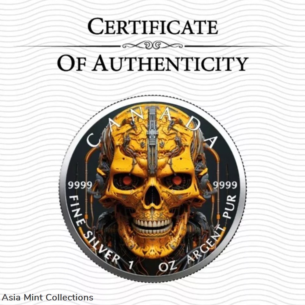 2023 Canada Cyber Skull 1 oz Silver Color Coin - COLOR EDITION 2 coins ingots bullion ingot 2023 canada cyber skull 1 oz silver color coin color edition