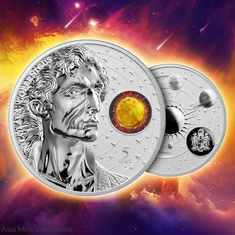 2023 - Malta Copernicus 1 oz Silver 999.9 5 Euro Color in Original Folder BU 4 coins ingots bullion coin 2023 malta copernicus 1 oz silver 999 9 5 euro color in original folder bu