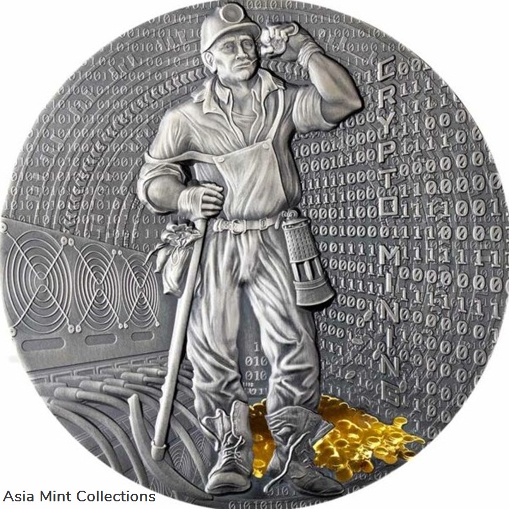 2021 - Crypto Mining 50 g Antique finish Silver Coin 2$ Niue coins ingots bullion 2021 crypto mining 50 g antique finish silver coin 2 niue