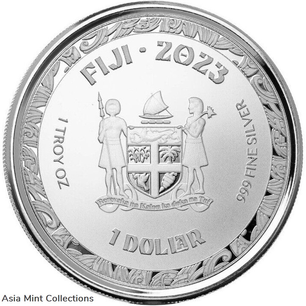 2023 - Koi Fish 1 Oz 999 Silver Color Fiji 1 Dollar Proof with Original Packaging 5 coins ingots bullion coin 2023 koi fish 1 oz 999 silver color fiji 1 dollar proof with original packaging