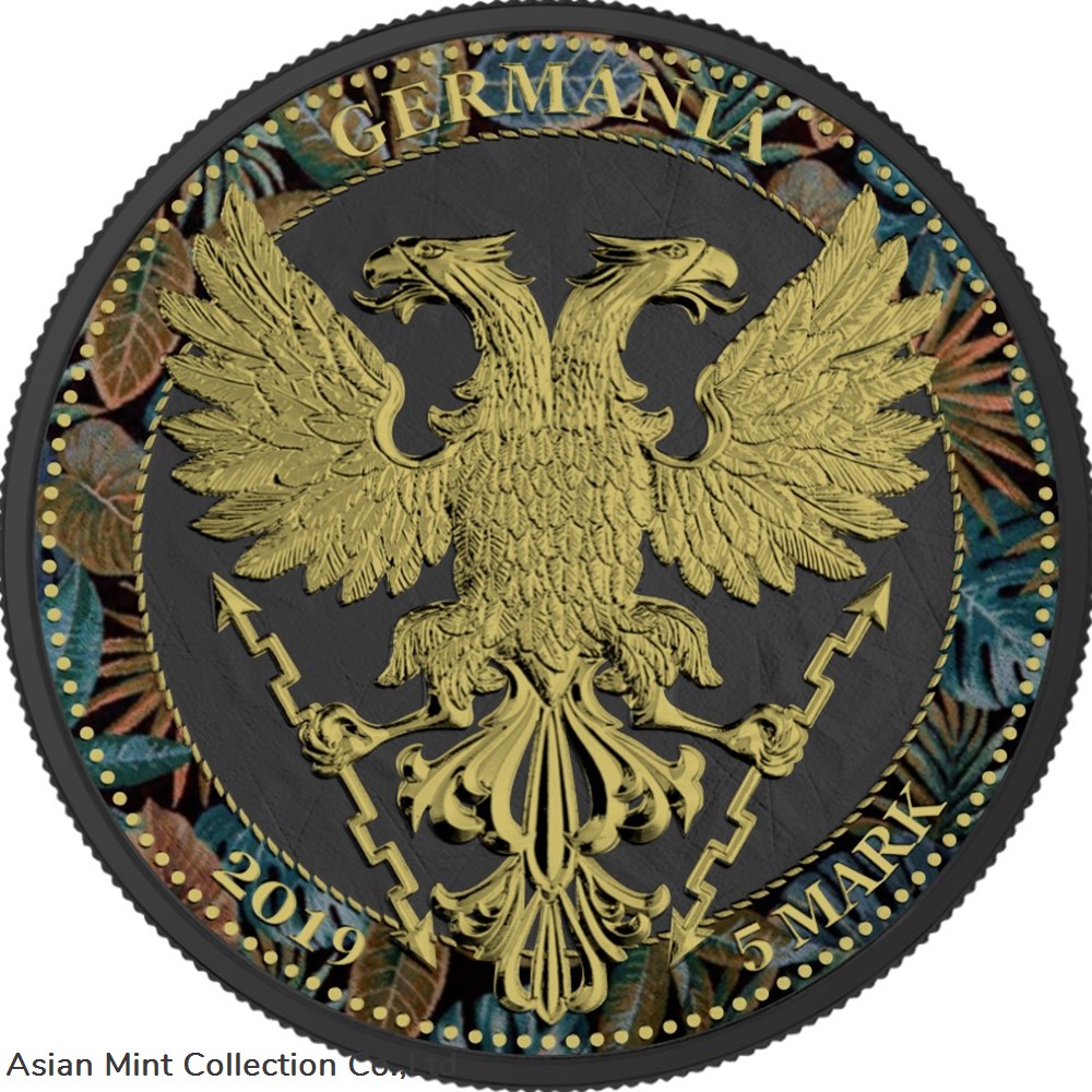 2019 - Germany 5 Mark Oak Leaf - Zoo Series - Mandrill - 1oz Silver Coin coins ingots bullion 2019 germany 5 mark oak leaf zoo series mandrill 1oz silver coin