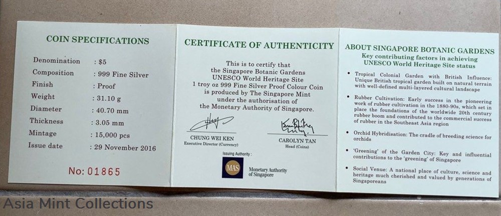 coins ingots bullion 2016 singapore botanic gardens silver proof colour coin