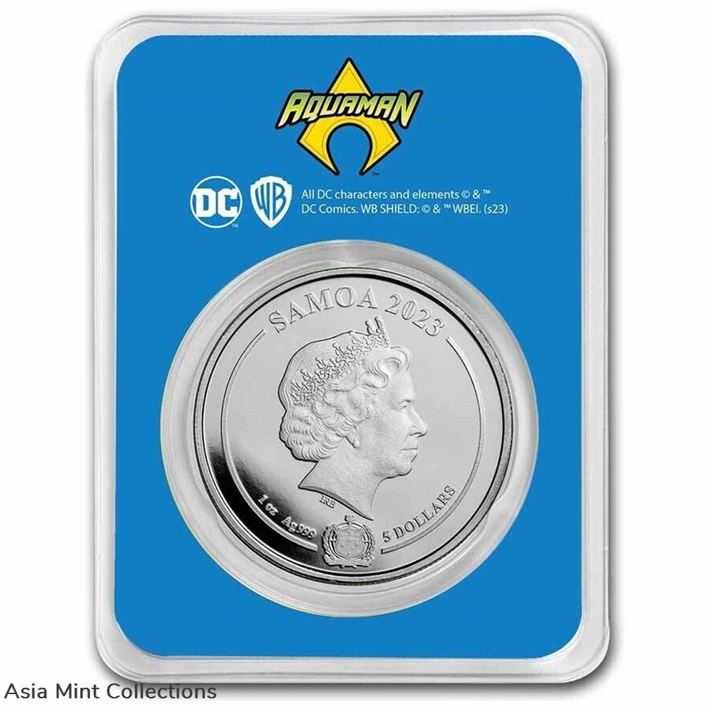 2023 - 1oz Silver Samoa BU Color COIN CARD TEP AQUAMAN $5 Starter coins ingots bullion 2023 1oz silver samoa bu color coin card tep aquaman 5 starter