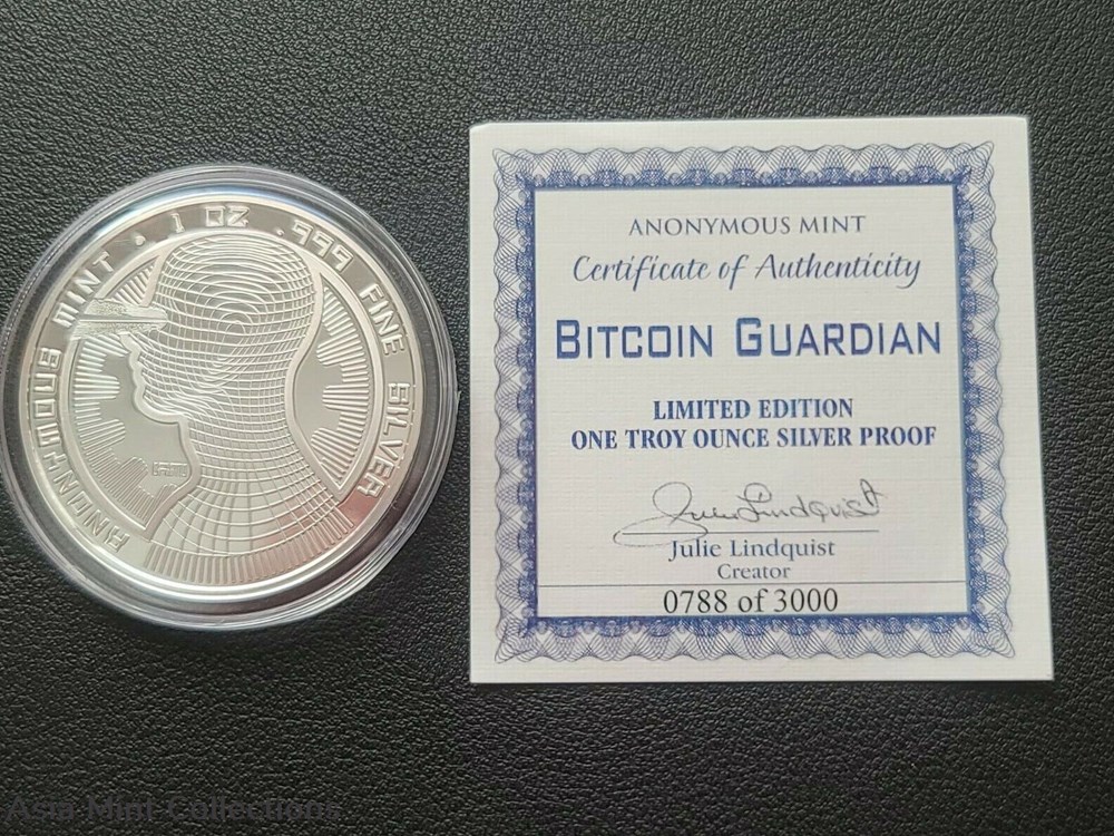 2009 - CRYPTO! BITCOIN GUARDIAN COMMEMORATIVE 1 OZ SILVER PROOF ROUND CAPSULE & COA coins ingots bullion 2009 crypto bitcoin guardian commemorative 1 oz silver proof round capsule coa