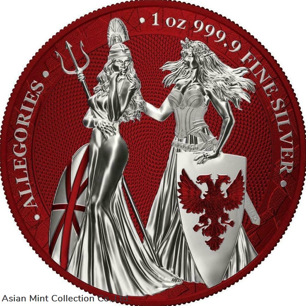 coins ingots bullion 2019 germania coin 5 mark the allegories 1oz silver i color dark red