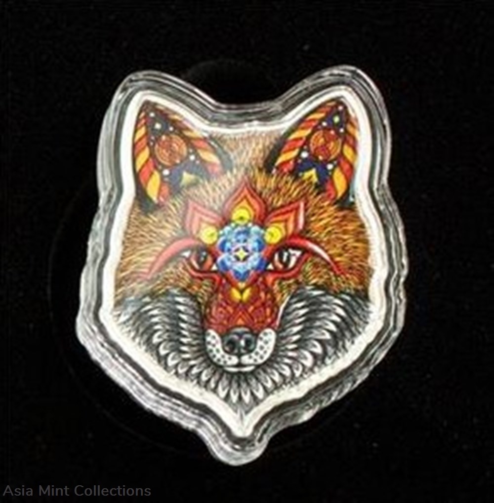 2021 - Solomon Islands - Spirit Animals - Phil Lewis FOX 1oz Colorized Silver Coin 3 coins ingots bullion 2021 solomon islands spirit animals phil lewis fox 1oz colorized silver coin
