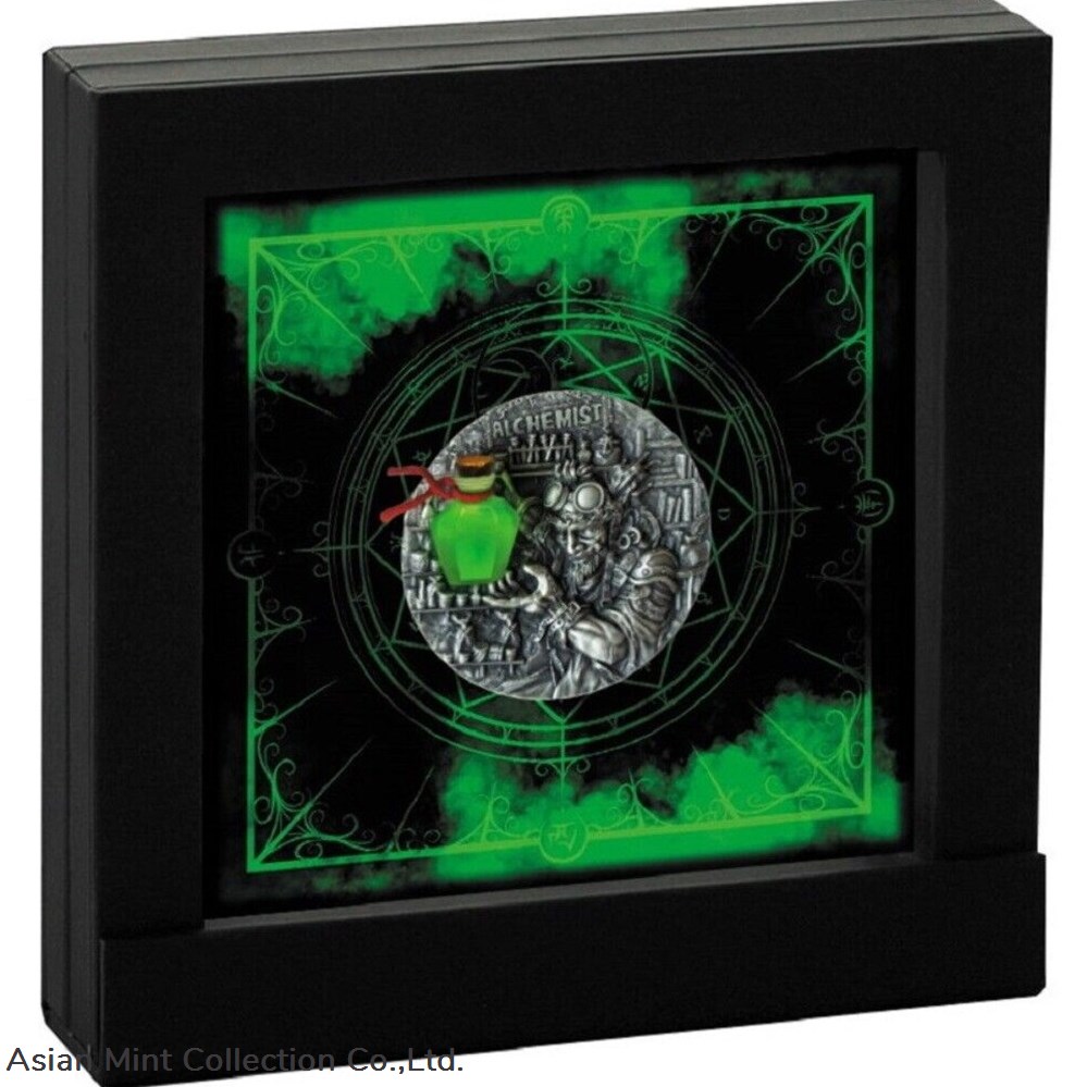 coins ingots bullion 2022 niue alchemist 2oz silver fluorescent printed coin