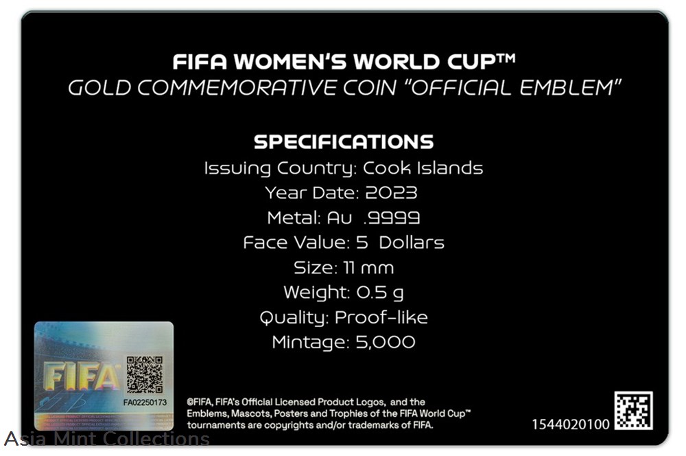 coins ingots bullion 2023 australia 5 fifa women s world cup emblem 0 5 grams gold pl in coincard