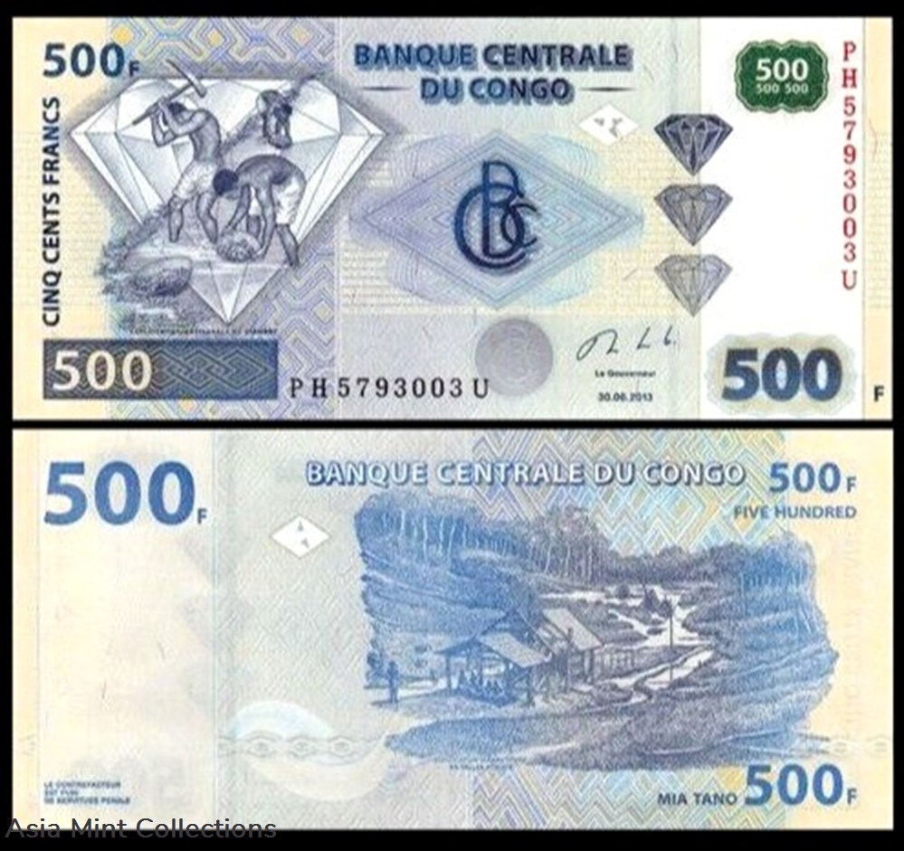 2013 - Banknote Billet - Banque Centrale Du CONGO, 500 FRANCS UNC banknotes 2013 banknote billet banque centrale du congo 500 francs unc