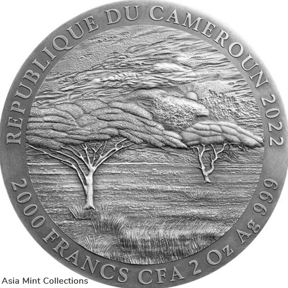 2022 - Buffalo Expressions of Wildlife 2 oz Antique finish Silver Coin Cameroon 2 coins ingots bullion 2022 buffalo expressions of wildlife 2 oz antique finish silver coin cameroon