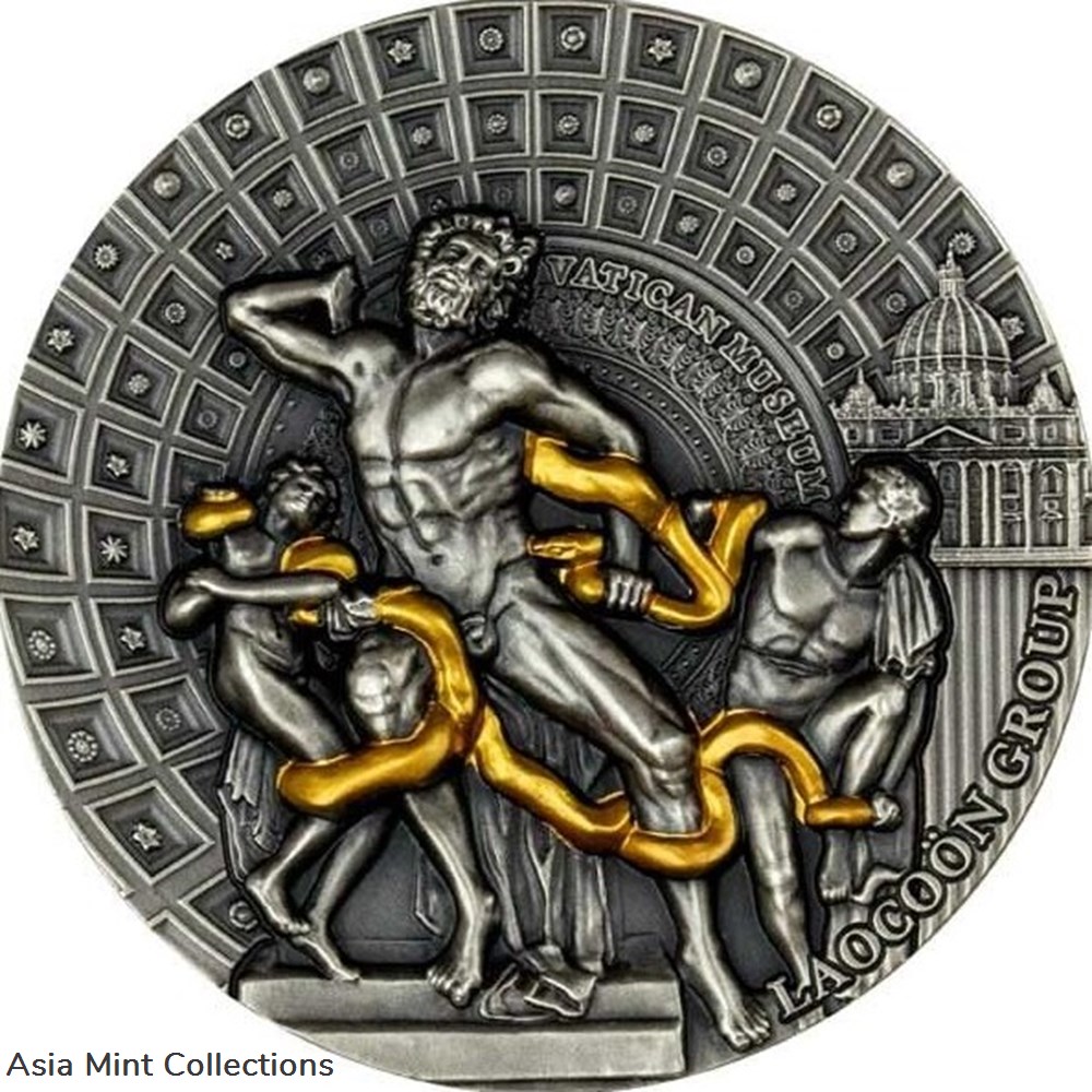 2020 - Laocoon Group Masterpieces of Sculptural Art 2 oz Silver Coin CFA Cameroon coins ingots bullion 2020 laocoon group masterpieces of sculptural art 2 oz silver coin cfa cameroon