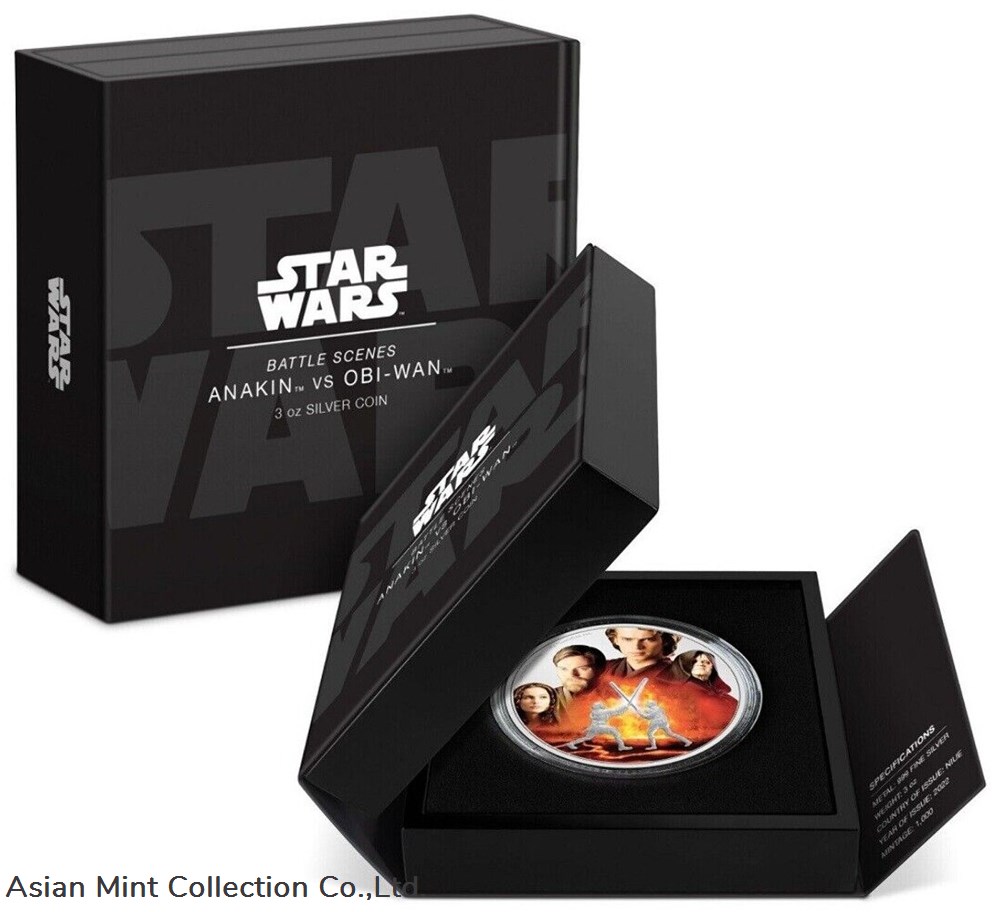 coins ingots bullion ingot 2022 niue star wars battle scenes anakin vs obi wan 3oz silver coloured