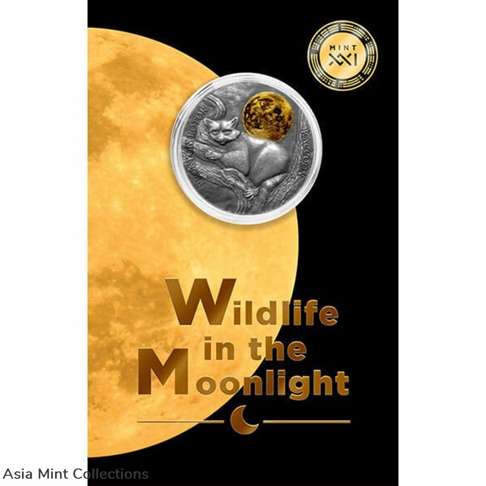 coins ingots bullion 2021 raccoon wildlife in the moonlight antique finish silver coin 2 cedis ghana