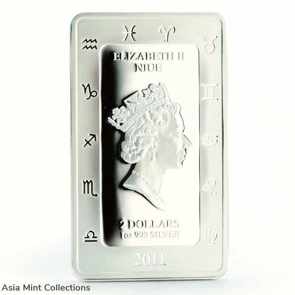 2011 - Niue 2 dollars Zodiac Signs series Libra colored proof silver coin 6 coins ingots bullion 2011 niue 2 dollars zodiac signs series libra colored proof silver coin
