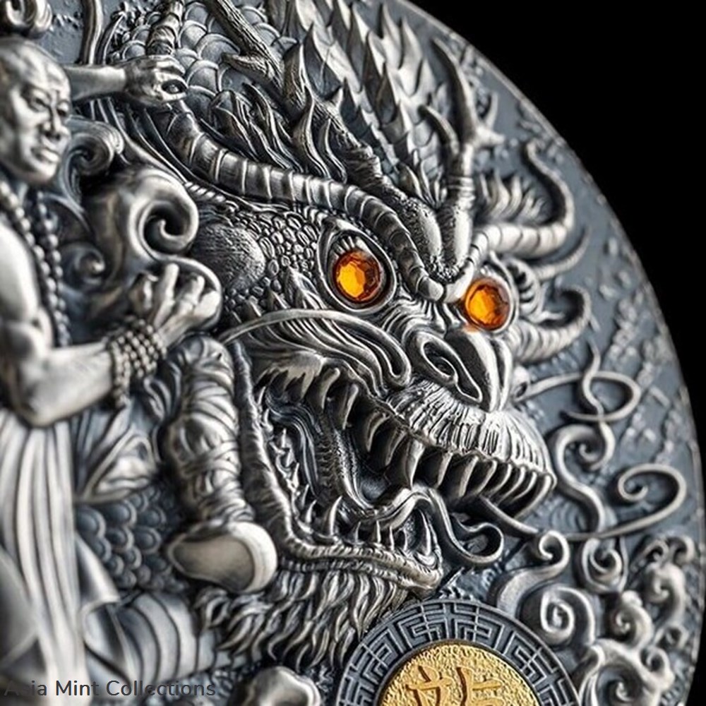 2023 - Shaolin Kung Fu Dragon Martial Arts Styles 2 oz Silver Coin 5$ Niue 4 coins ingots bullion 2023 shaolin kung fu dragon martial arts styles 2 oz silver coin 5 niue