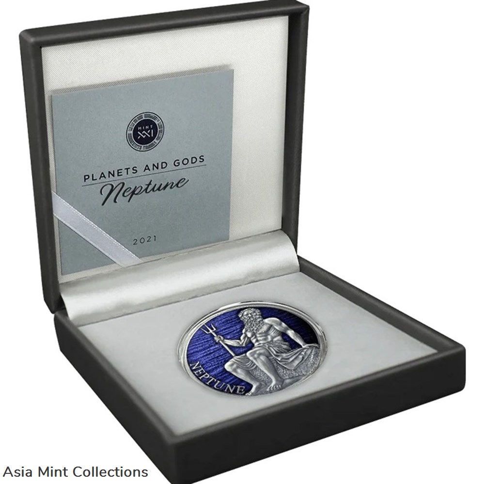 2021 - Neptune Planets and Gods 3 oz Antique finish Silver Coin CFA Cameroon 3 coins ingots bullion 2021 neptune planets and gods 3 oz antique finish silver coin cfa cameroon