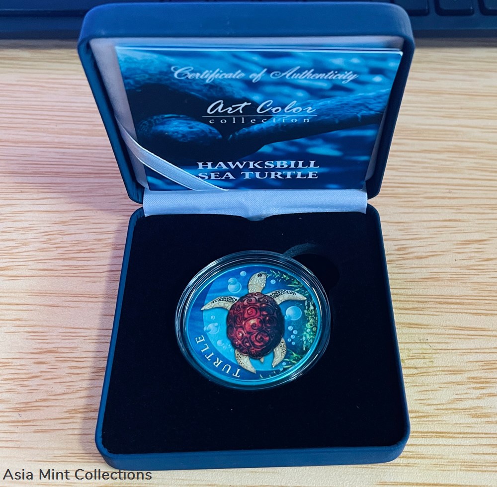 2022 - 1 oz Silver New Zealand Sea Turtle - Space colored and painted w Box & COA 3 coins ingots bullion coin 2022 1 oz silver new zealand sea turtle space colored and painted w box coa