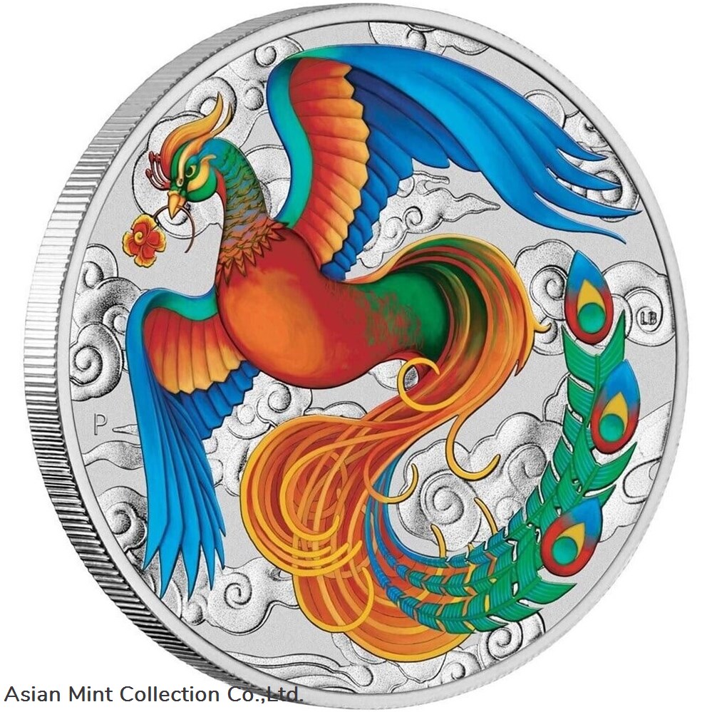2022 Australia Chinese Myths and Legends - Phoenix 1oz Vivid Coloured Coin 2 coins ingots bullion silver 2022 australia chinese myths and legends phoenix 1oz vivid coloured coin