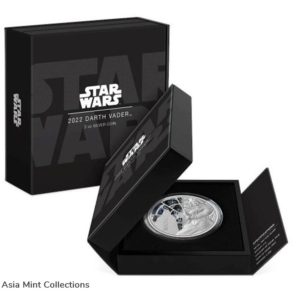 2022 Niue Darth Vader 3oz Silver Coloured Coin 3 coins ingots bullion 2022 niue darth vader 3oz silver coloured coin