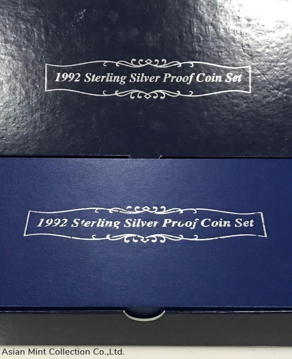 1992,Sterling Silver Proof Coin Set With Original Box And Coa. 3 coins ingots bullion 1992 sterling silver proof coin set with original box and coa