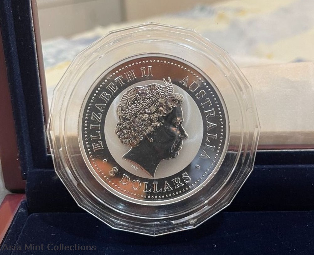 2004 Australia $8 Lunar Monkey Silver Coloured + Gilded Edition Coin - 5oz 3 coins ingots bullion 2004 australia 8 lunar monkey silver coloured gilded edition coin 5oz