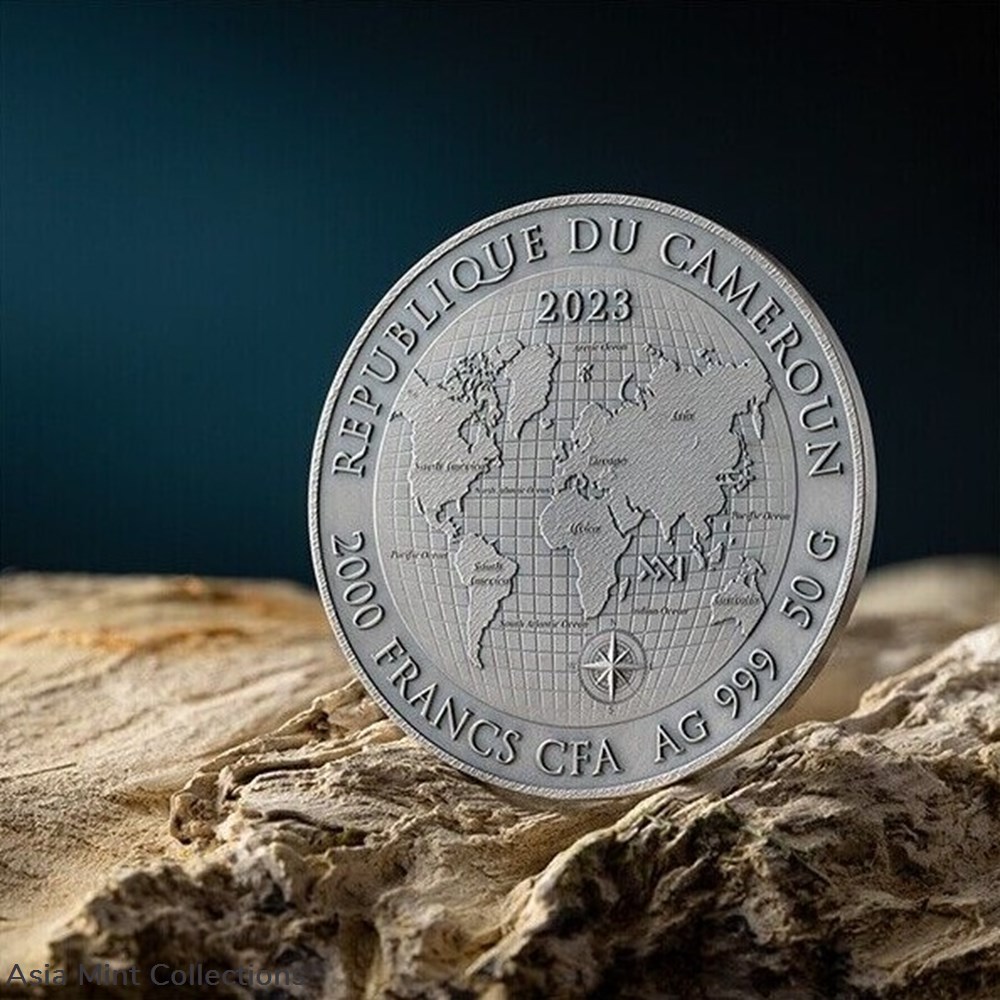 2023 - Diamond Mining Earth Treasures 50 g Antique finish Silver Coin Cameroun 2 coins ingots bullion 2023 diamond mining earth treasures 50 g antique finish silver coin cameroun