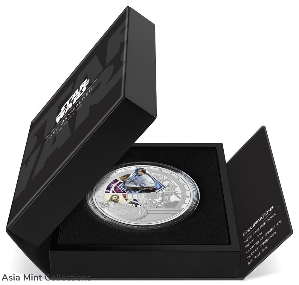 2023 Niue Star Wars Luke Skywalker 3oz Silver Colorized Proof Coin 4 coins ingots bullion 2023 niue star wars luke skywalker 3oz silver colorized proof coin