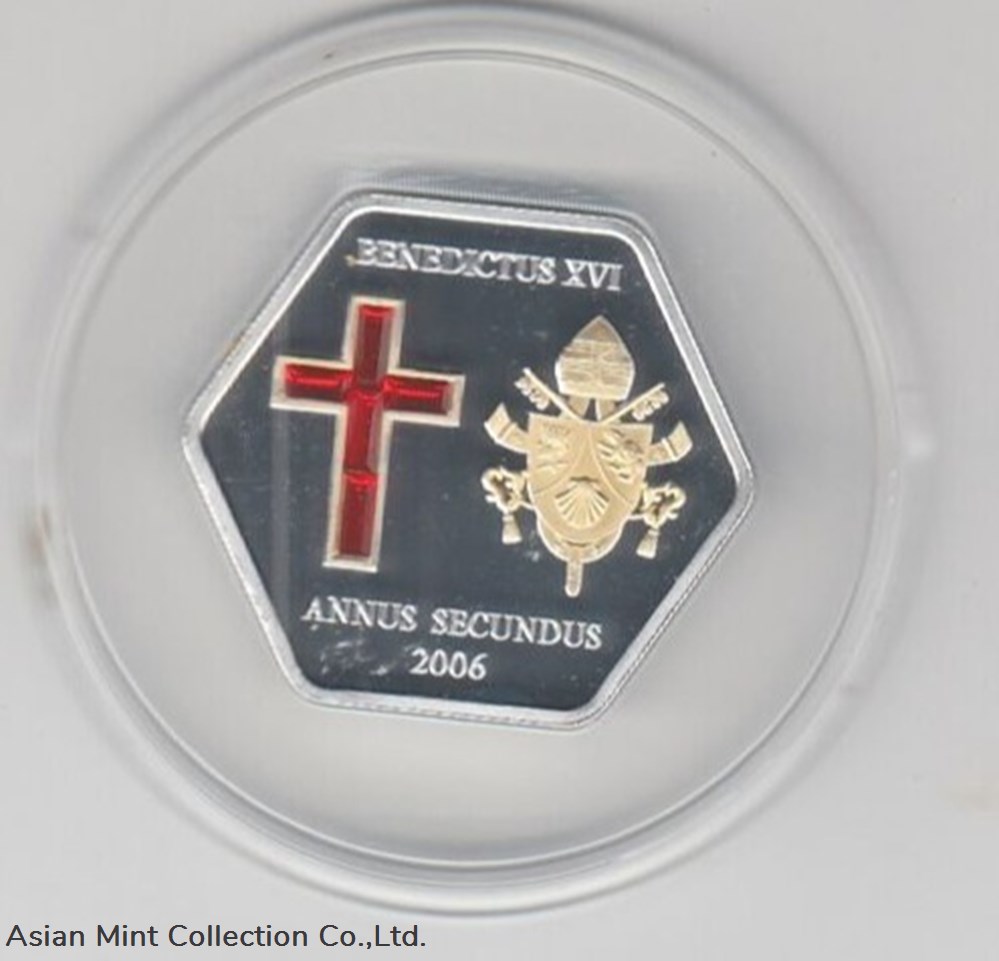 2006 - Cook Islands 5 $ Pope Benedict Silver Gold Application Swarowski coins ingots bullion coin 2006 cook islands 5 pope benedict silver gold application swarowski