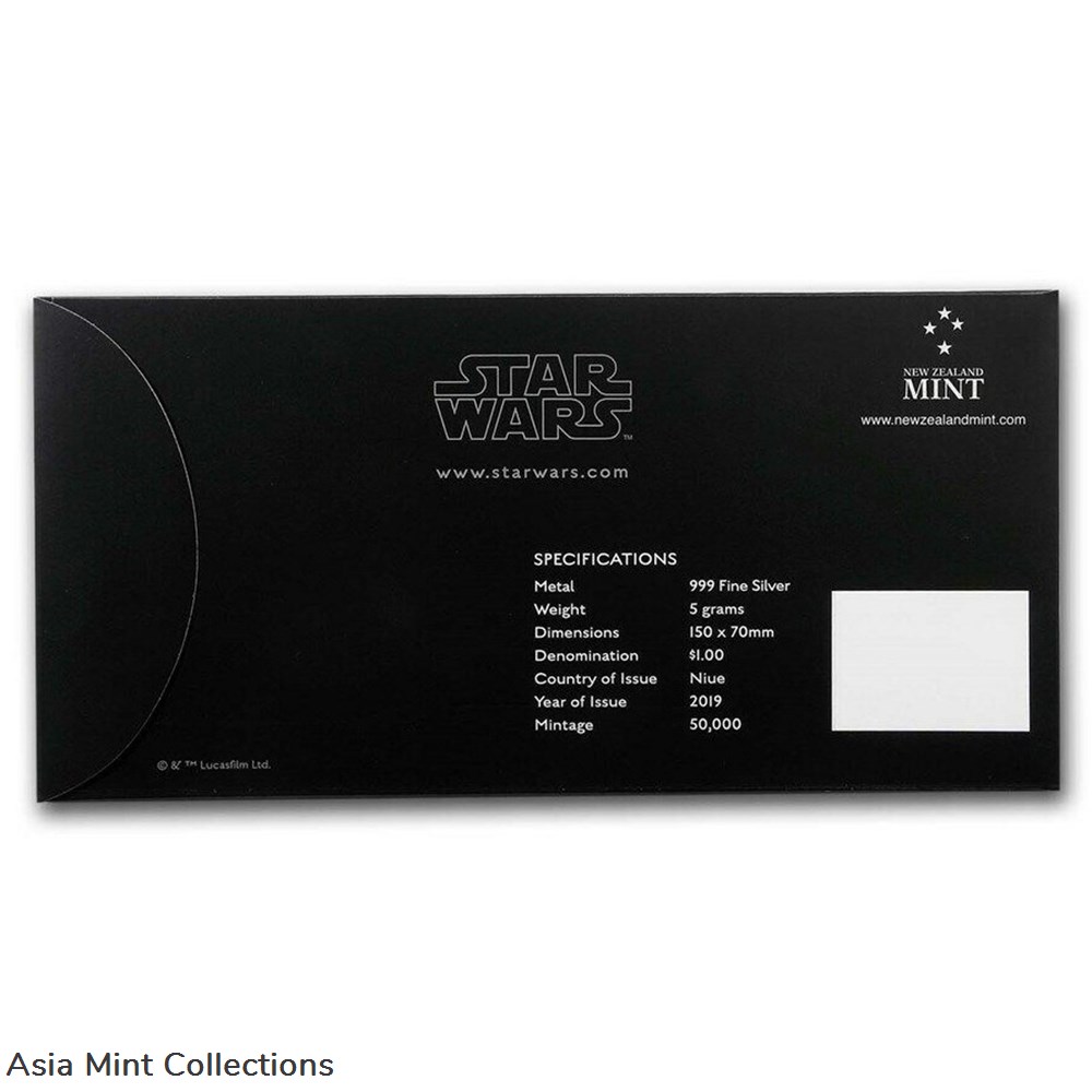 2019 5 gram Silver $1 Note Star Wars The Force Awakens: Kylo Ren 4 coins ingots bullion coin 2019 5 gram silver 1 note star wars the force awakens kylo ren