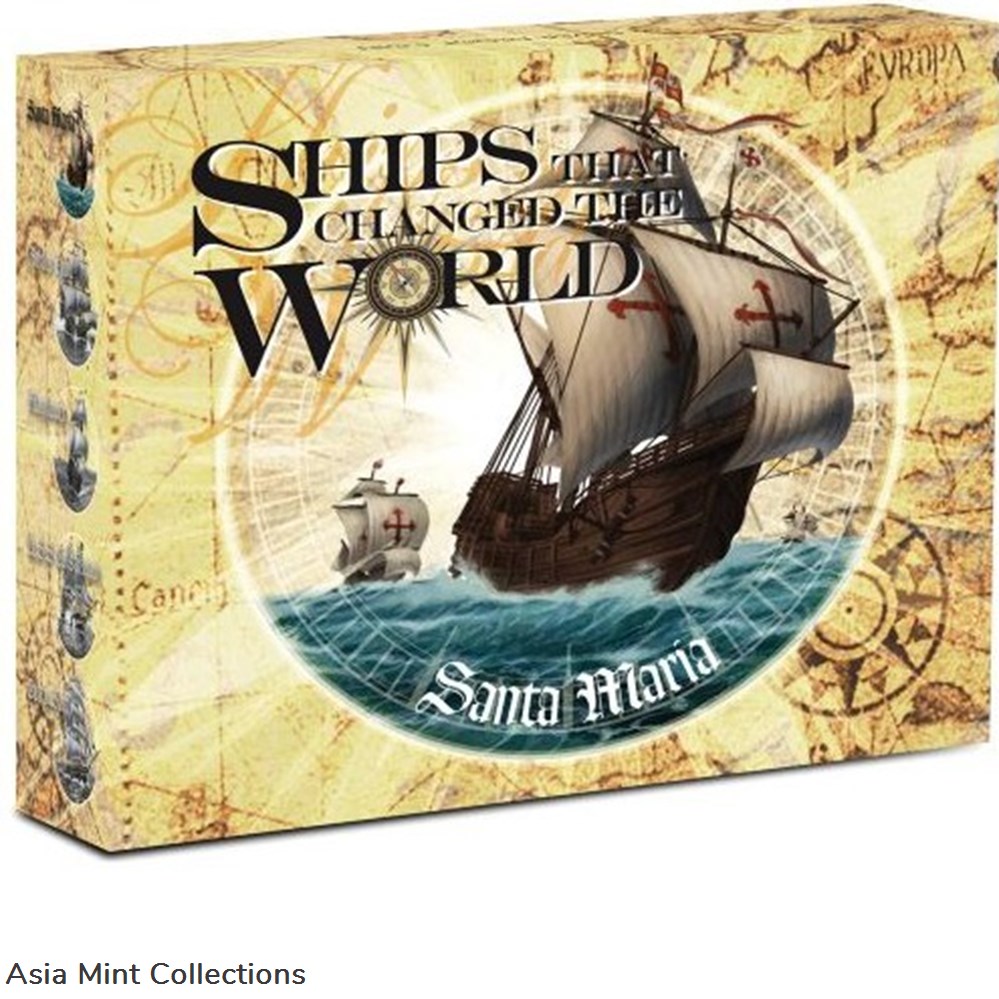 2011 Tuvalu Coloured 1oz Silver Proof Ships That Changed the world - Santa Maria 3 coins ingots bullion coin 2011 tuvalu coloured 1oz silver proof ships that changed the world santa maria
