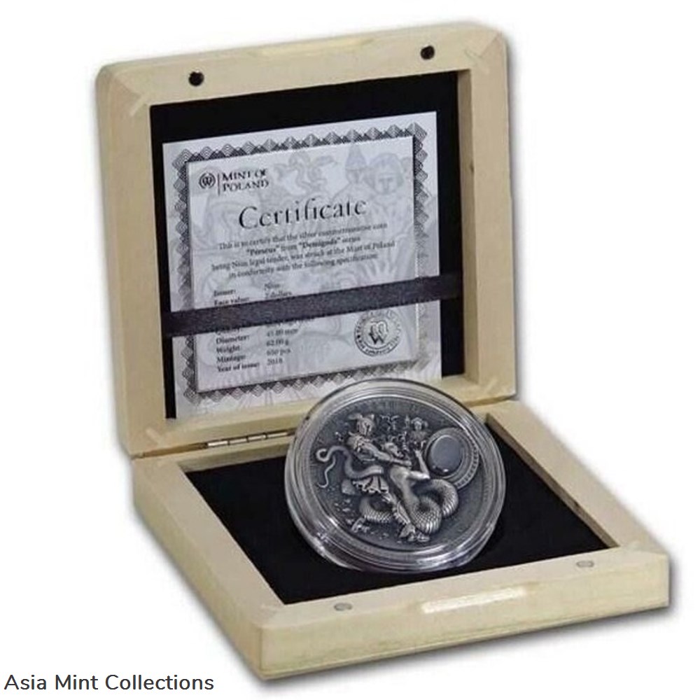 2018 - Niue 2 Dollars Demigods Perseus High Relief Silver Coin 5 coins ingots bullion 2018 niue 2 dollars demigods perseus high relief silver coin