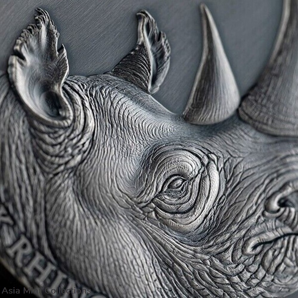2023 - Black Rhino Expressions of Wildlife 2oz Antique finish Silver Coin Cameroon 3 coins ingots bullion 2023 black rhino expressions of wildlife 2oz antique finish silver coin cameroon