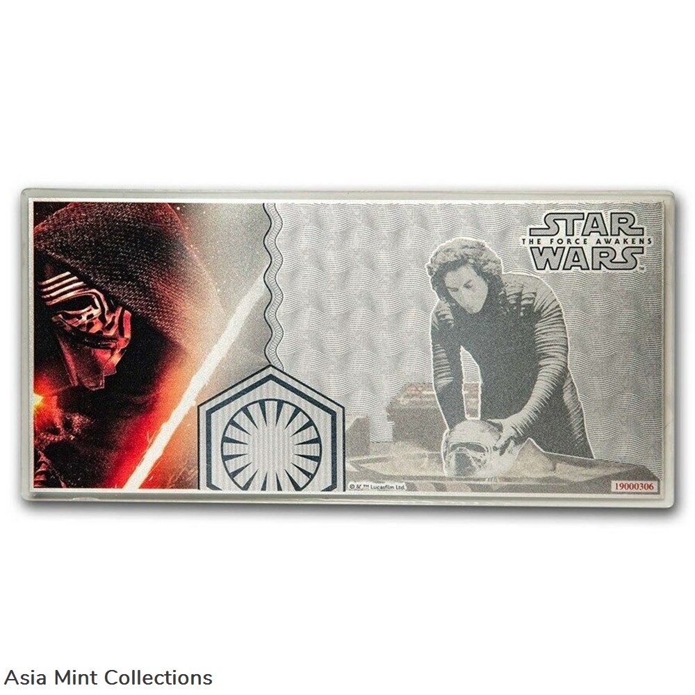 2019 5 gram Silver $1 Note Star Wars The Force Awakens: Kylo Ren coins ingots bullion coin 2019 5 gram silver 1 note star wars the force awakens kylo ren