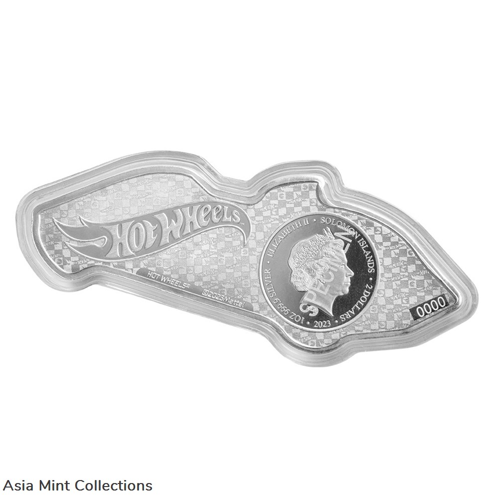 2023 ~ Hot Wheels™ Twin Mill Shaped ~ 1oz. Pure Silver Coin 2 coins ingots bullion 2023 hot wheels twin mill shaped 1oz pure silver coin