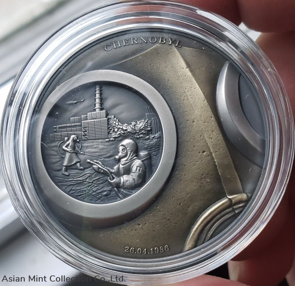 coins ingots bullion 2021 2 oz silver glow in the dark human tragedies chernobyl antique finish coin