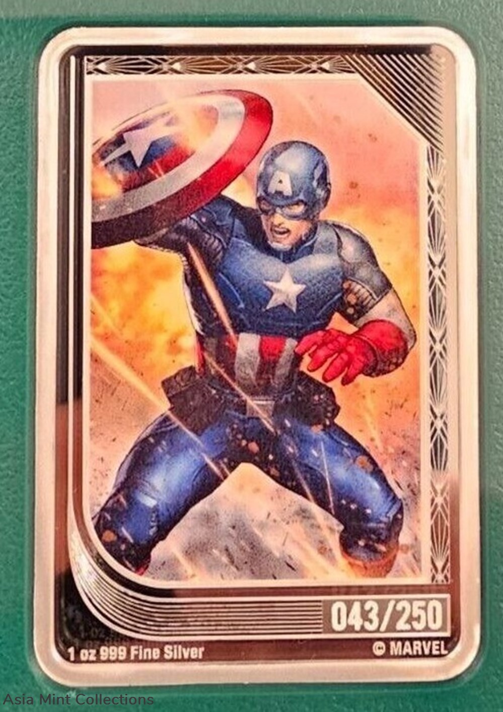🔥2023 - NEW! Niue Marvel Mint Trading CAPTAIN AMERICA 1 Oz .999 Silver 043/250🔥 3 medals 2023 new niue marvel mint trading captain america 1 oz 999 silver 043 250