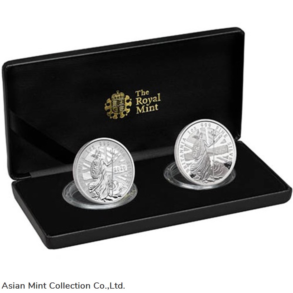 coins 2020 united kingdom silver britannia core range 2 coin set proof and reverse proof 2 oz