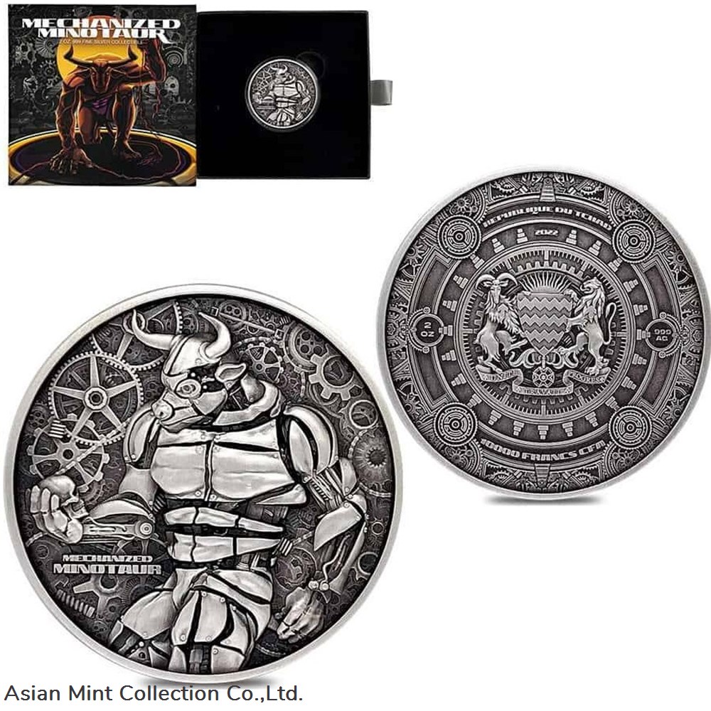 2022 Mechanized Minotaur Chad 2 oz .999 Silver Coin Steampunk 5 coins ingots bullion ingot 2022 mechanized minotaur chad 2 oz 999 silver coin steampunk