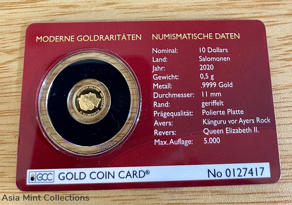 2020 - Gold Coin Card - Solomon Islands 10 Dollars Gold PP 30 Years Kangaroo coins ingots bullion 2020 gold coin card solomon islands 10 dollars gold pp 30 years kangaroo