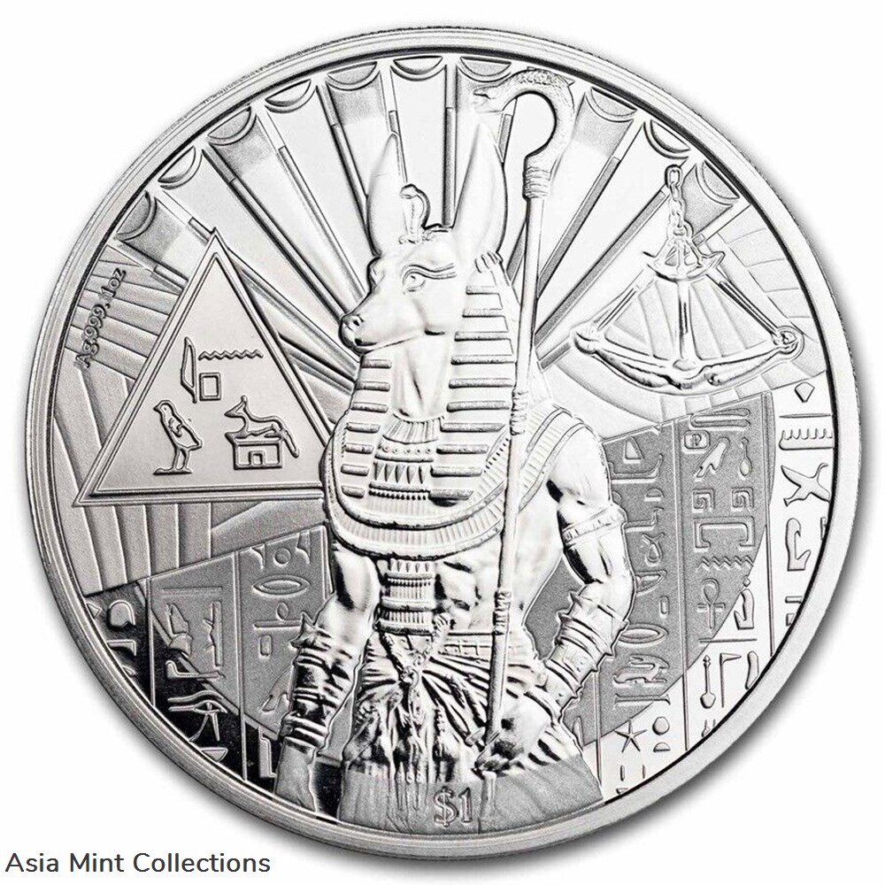 2023 - Anubis Egyptian Gods 1oz Silver 999 $1 Sierra Leone coins ingots bullion coin 2023 anubis egyptian gods 1oz silver 999 1 sierra leone