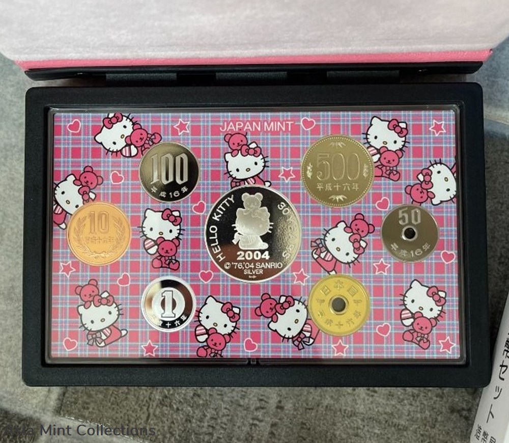 2004 Japan Hello Kitty Proof 6-Coin Proof Set (1Yen to 500Yen) + Hello Kitty Limited Edition 2 coins ingots bullion silver 2004 japan hello kitty proof 6 coin proof set 1yen to 500yen hello kitty limited edition