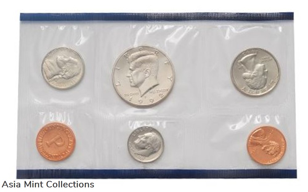 coins world united states 1992 u s mint uncirculated coin set with d and p mint marks