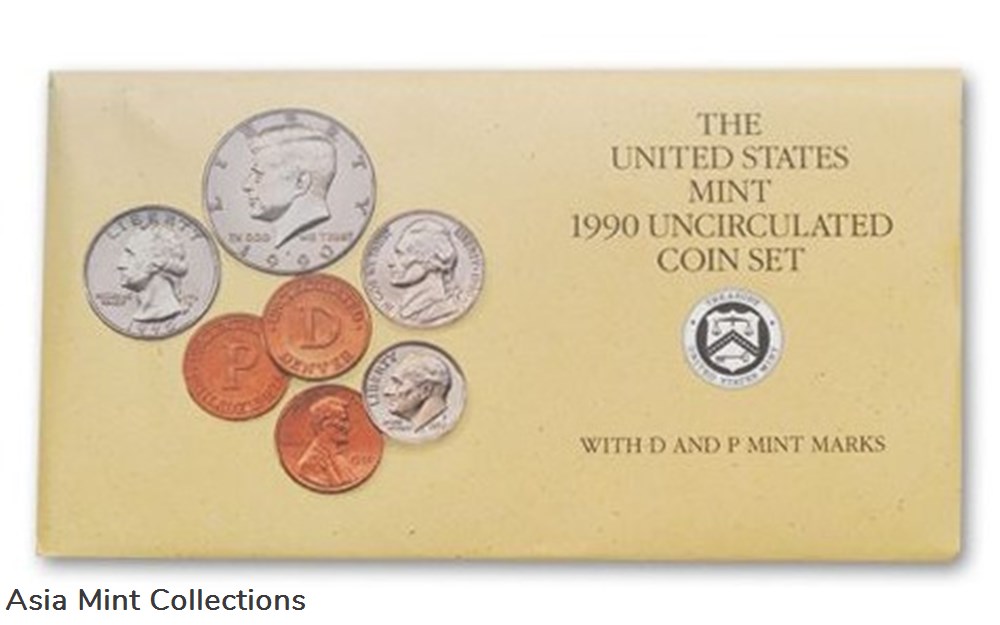 coins world united states 1990 u s mint uncirculated coin set with d and p mint marks