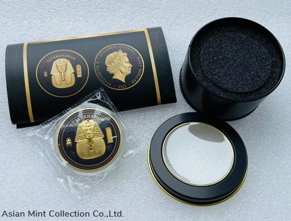 2022 Tutankhamun ancient Egypt gold mask commemorative coin gold plated 3 coins ingots bullion silver 2022 tutankhamun ancient egypt gold mask commemorative coin gold plated
