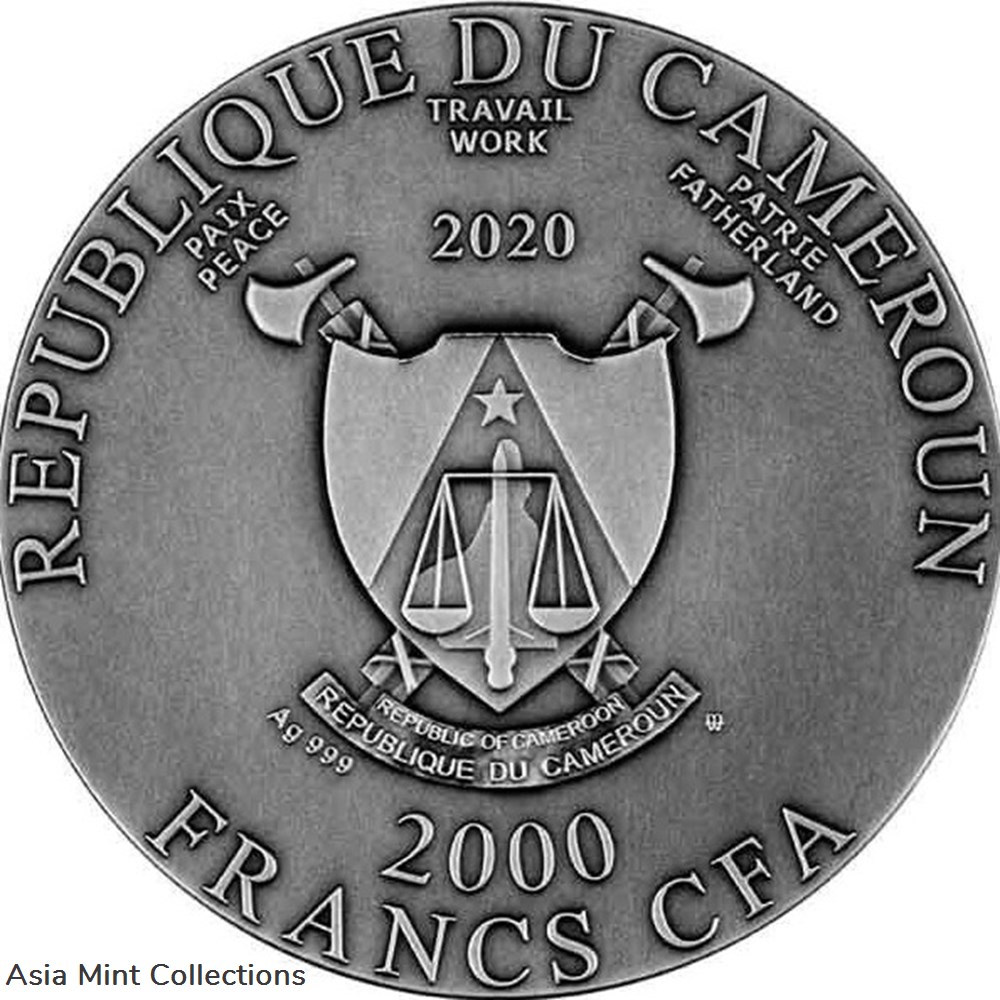 2020 - Mahakala 2 oz Antique finish Silver Coin 2000 Francs CFA Cameroon 2 coins ingots bullion 2020 mahakala 2 oz antique finish silver coin 2000 francs cfa cameroon
