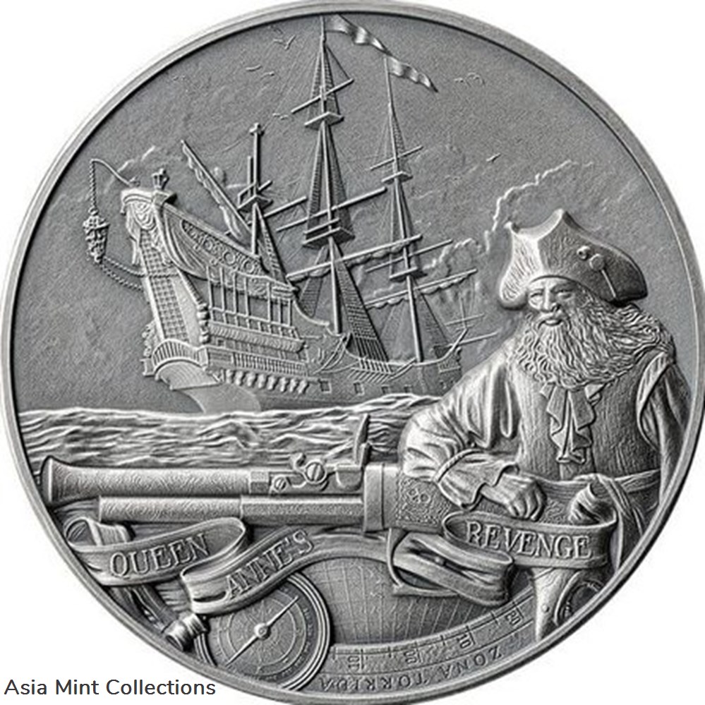 2023 - Queen Anne's Revenge Captains of Fortune 2 oz Silver Coin 5$ Barbados coins ingots bullion 2023 queen anne s revenge captains of fortune 2 oz silver coin 5 barbados