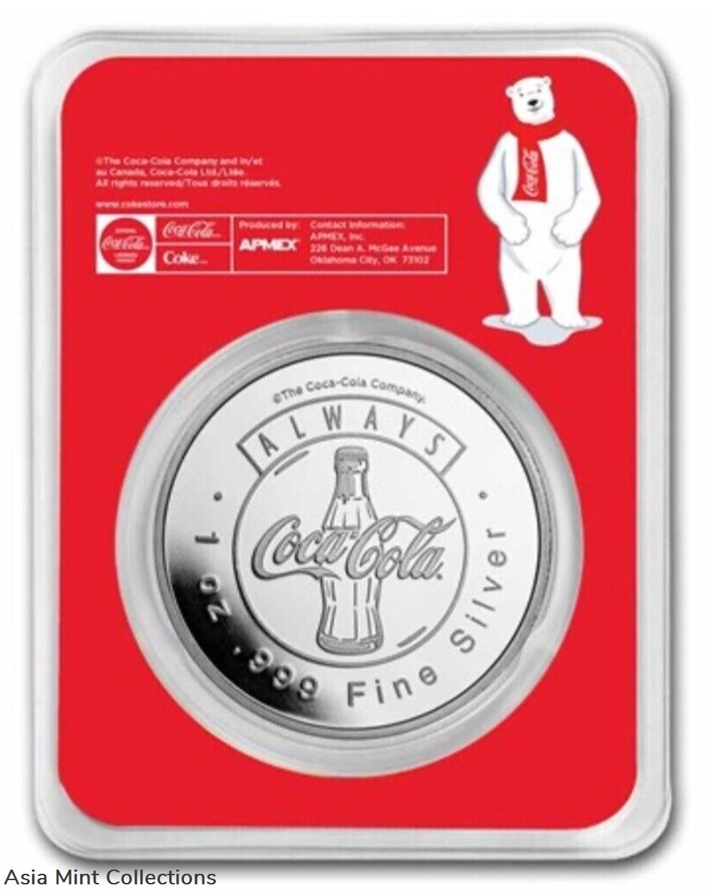 Coca-Cola® 1 oz Silver Polar Bear Colorized Round In TEP & Blue Velvet Gift Bag 2 coins ingots bullion coin coca cola 1 oz silver polar bear colorized round in tep blue velvet gift bag