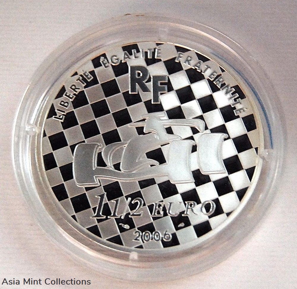 2006 France Large Silver 1.5 Euro Car Racing Renault Team F1 Box 2 coins ingots bullion coin 2006 france large silver 1 5 euro car racing renault team f1 box