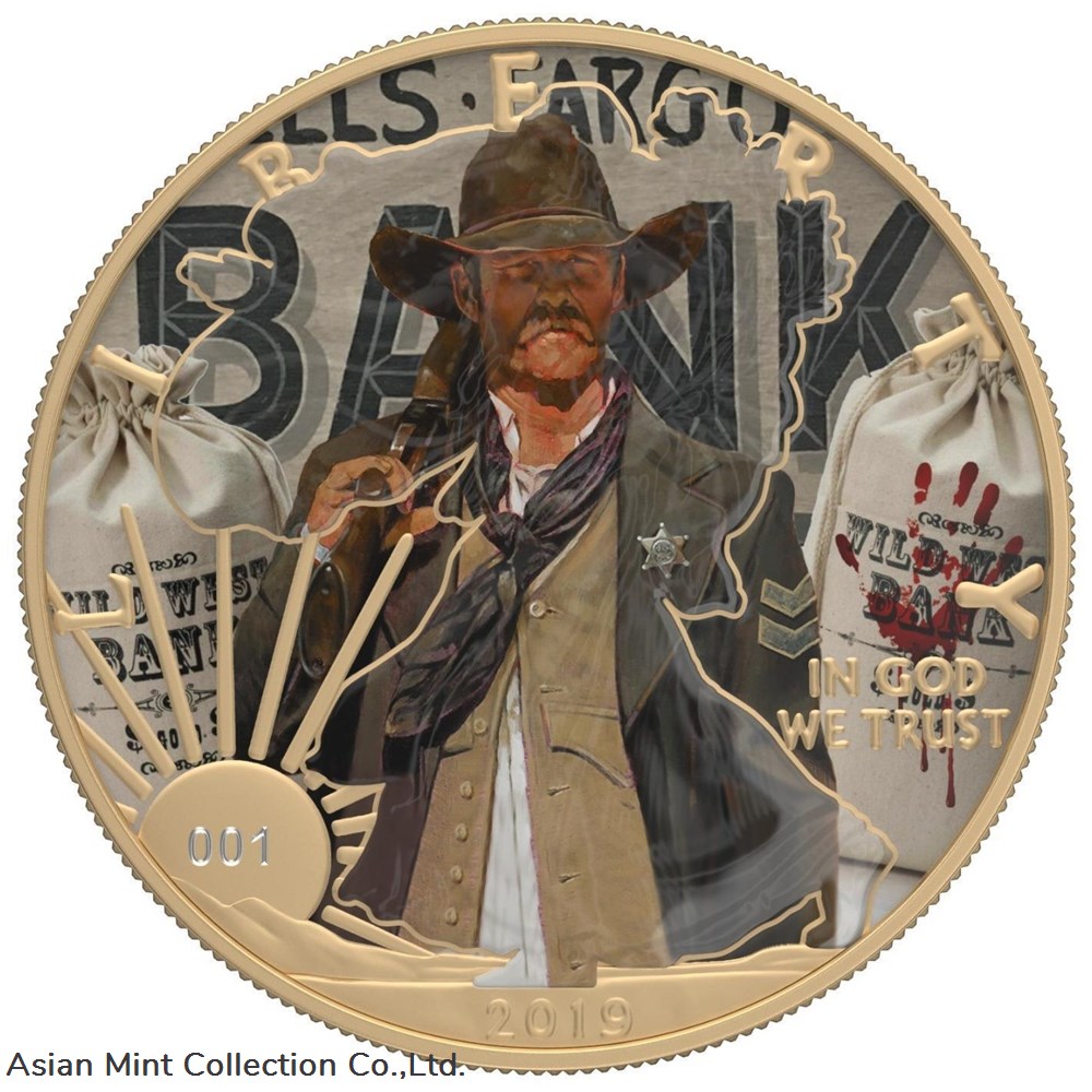2019 - Liberty Silver Eagle Faces of America Texas Ranger 1 Oz Silver Coin Gilded & Varnish $1 coins world united states 2019 liberty silver eagle faces of america texas ranger 1 oz silver coin gilded varnish 1